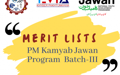 Merit Lists for Admissions in PM Kamyab Jawan Program Batch-III 2022